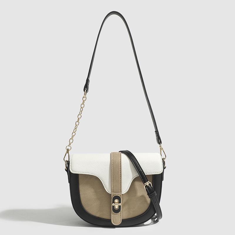 New Crossbody Bags Vintage PU Leather Underarm Shoulder Bags Mini Flap Contrast Color Saddle Bags Luxury Women's Handbags