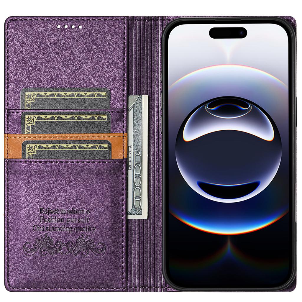 N.BEKUS P3 For iPhone 16 Pro Case RFID Blocking Wallet Stand PU Leather Flip Phone Cover