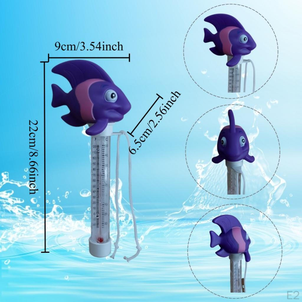 Floating Pool Thermometer Cartoon Easy To Read for Ponds Spas Outdoor Indoor 22x9x6.5cm Purple