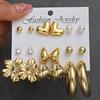18 Pcs Fashion Heart Floral Water Drop Earring Sets for Women Boho Pearl Zircon Geometric C Shape Earring Daily Wear Jewelry New