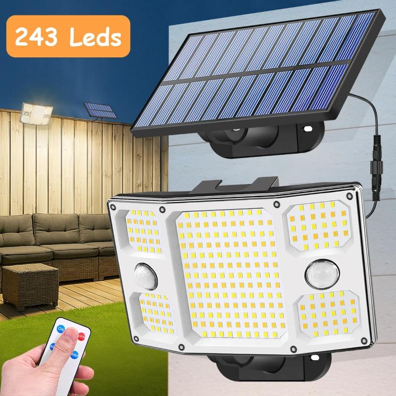 Solar Outdoor Light IP65 Waterproof Wall Lamp Remote Control 3 Modes Adjustable Angle 5m Extension Cable for Yard Garden Patio