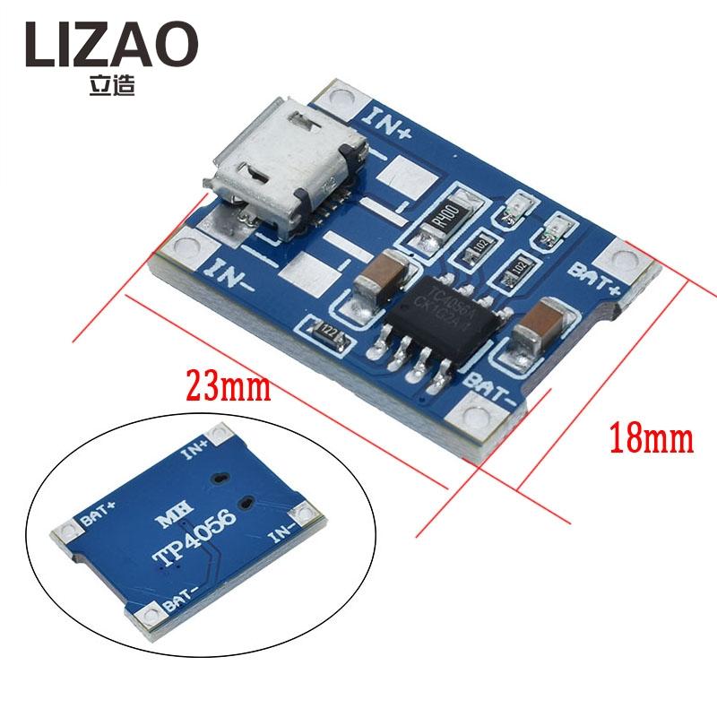 LIZAO 18611 Charger Board 1V Type-C Micro USB 1A Lithium Battery Charging Module With Protection for DIY Projects