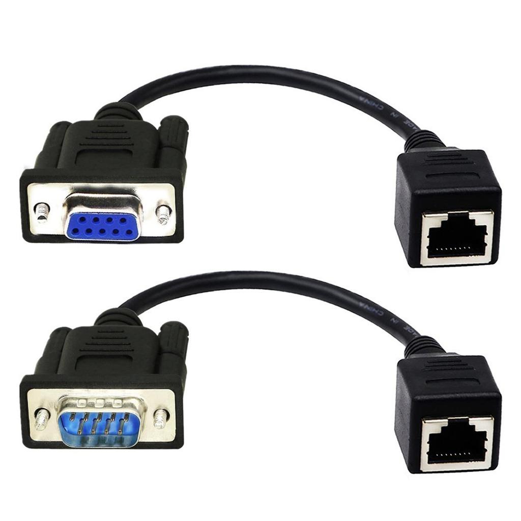 DB9 RS232 Male Female to RJ45 Female Port Ethernets CAT5 Couplers Extenders Adapters DB9 9Pin Connectors 15cm