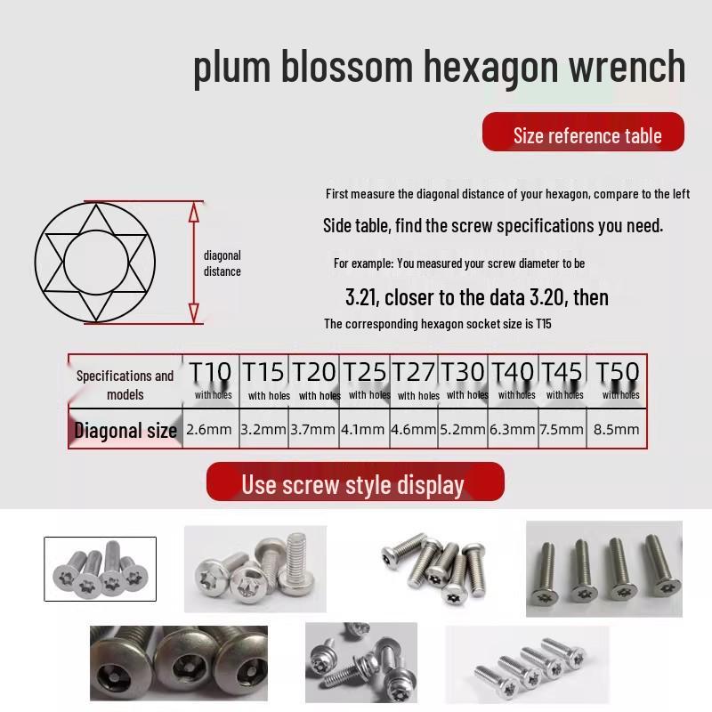 Extended Black Diamond Star T50 Hex Key & 5-Petal Hex Socket Wrench Set