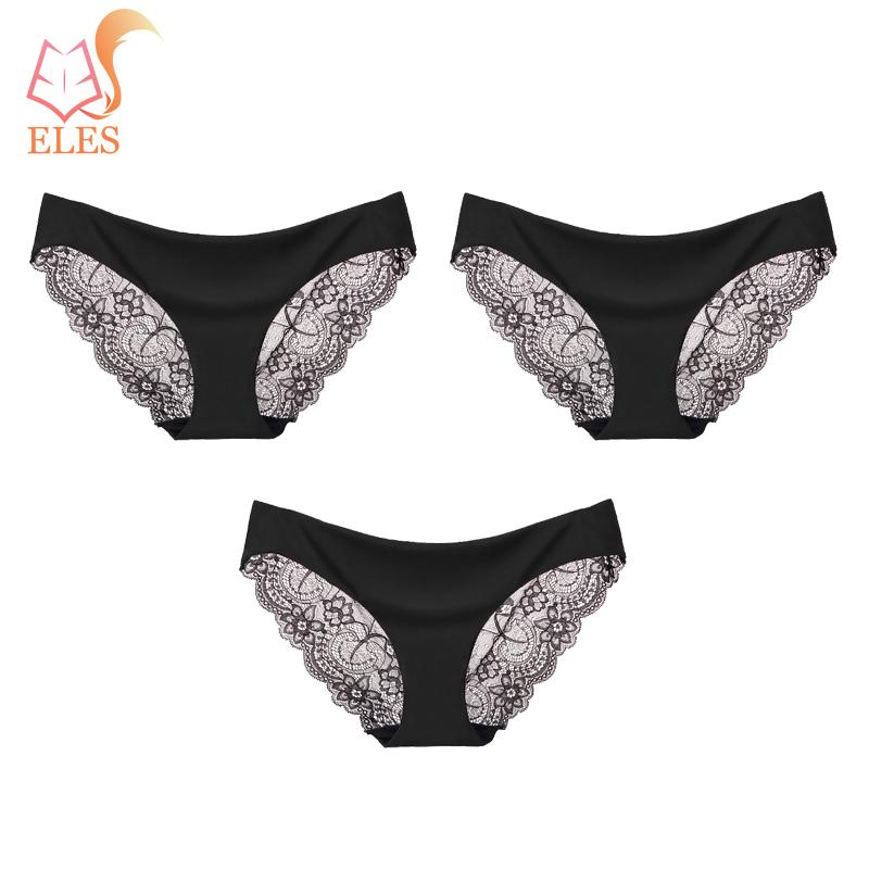3PCS Women's Sexy Lace Panties Seamless Cotton Crotch Breathable Low-Rise Lingerie Underwear Comfortable Underpants