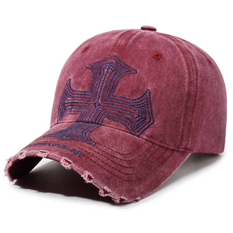 Embroidered Cross Baseball Cap for Men Women Vintage Design Sun Hat Hip Hop Fashion Caps GZW
