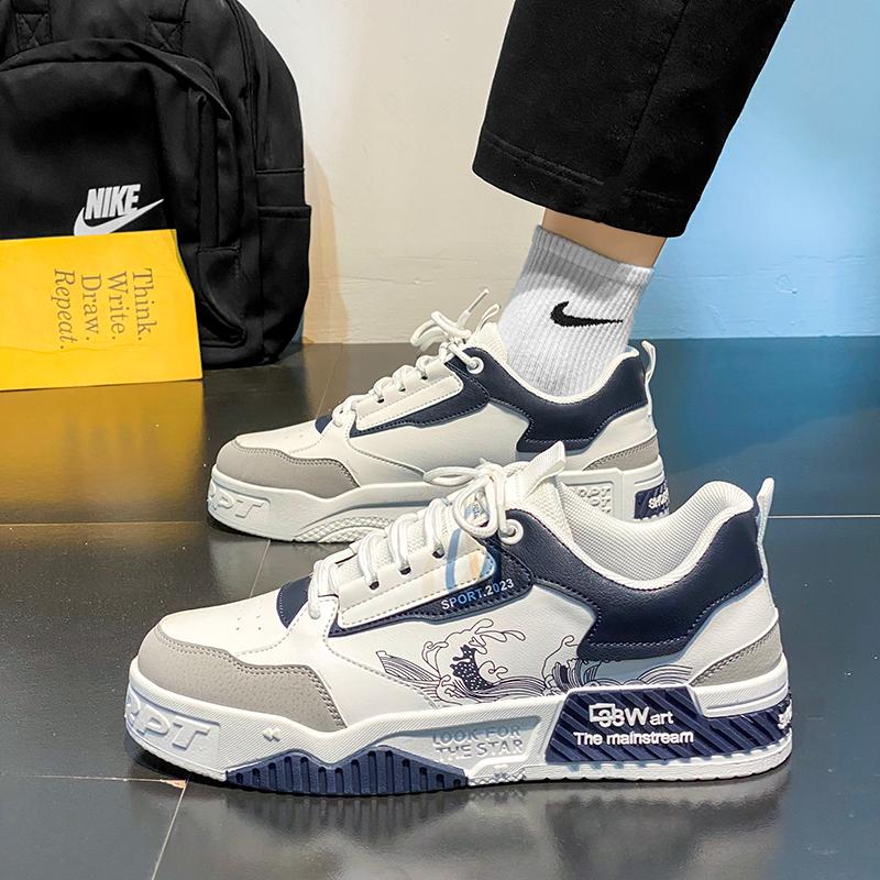 Herren Freizeitschuhe mit dicker Sohle Vier-Jahreszeiten Low-Top Board-Schuhe Weichsohlige bequeme Laufschuhe Studenten Sport-Board-Schuhe