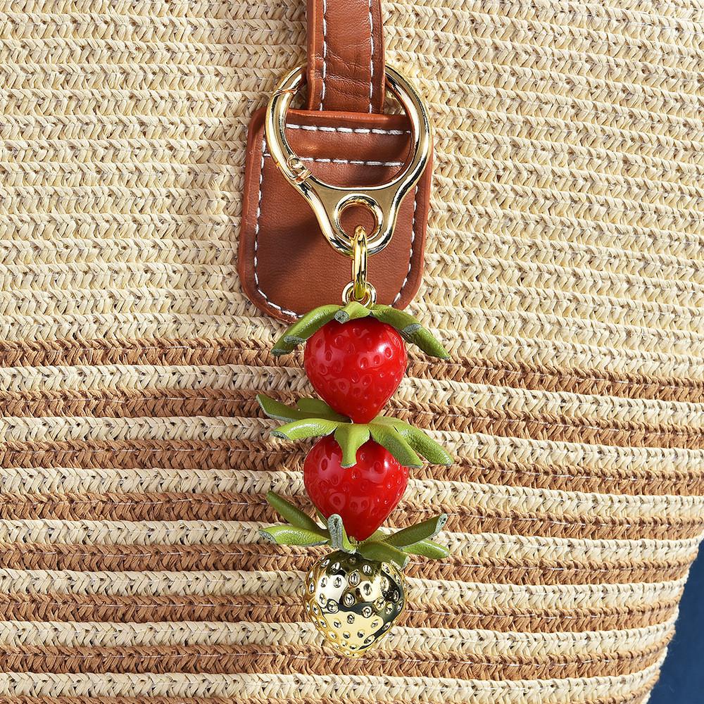 Minimalist Strawberries And Raspberries Keychain With Alloy Material For Bag Decor In Winter