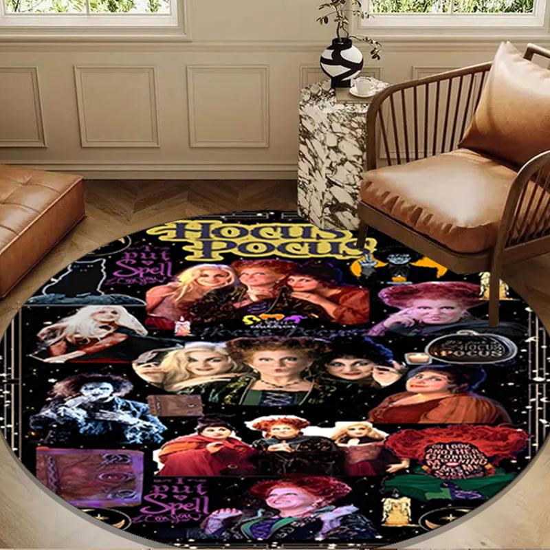 Halloween Witches Round Rug for Livingroom,Bedroom, Palyroom, Chair Rug, Area Rug, Circle Carpet, Large Size Fan Christmas Gift