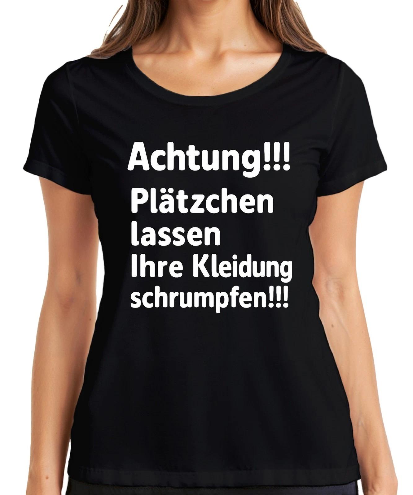 Achtung Plätzchen lassen schrumpfen Weihnachten Backen Humor Damen T-Shirt L