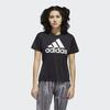 Adidas Big Logo Print American Vintage Loose Sports Quick-Dry Casual Crew Neck Short Sleeve T-Shirt Women Tops Black FT3078