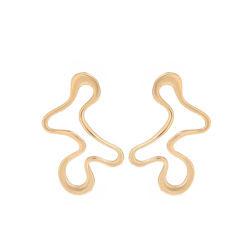 Minimalist Irregular Hollow Geometry Metal Stud Earrings Punk Statement Gold Color Earring Women's Charm Ear Jewelry
