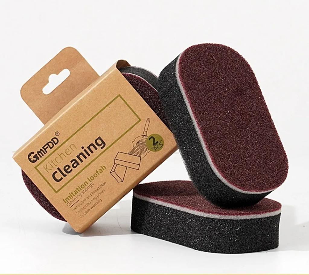 Magic Sponge Scouring Pad Double-sided Rust Remover Descaling Brush Dish Pot Cleaner Household Kitchen Dishwashing Cleaning Tool