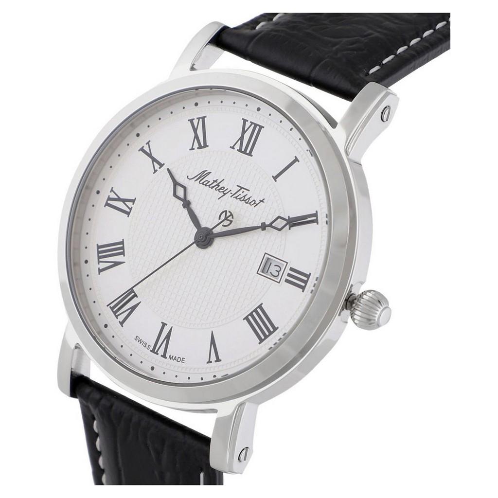 Mathey-Tissot City Leather Strap White Dial Quartz HB611251ABR Men's Watch