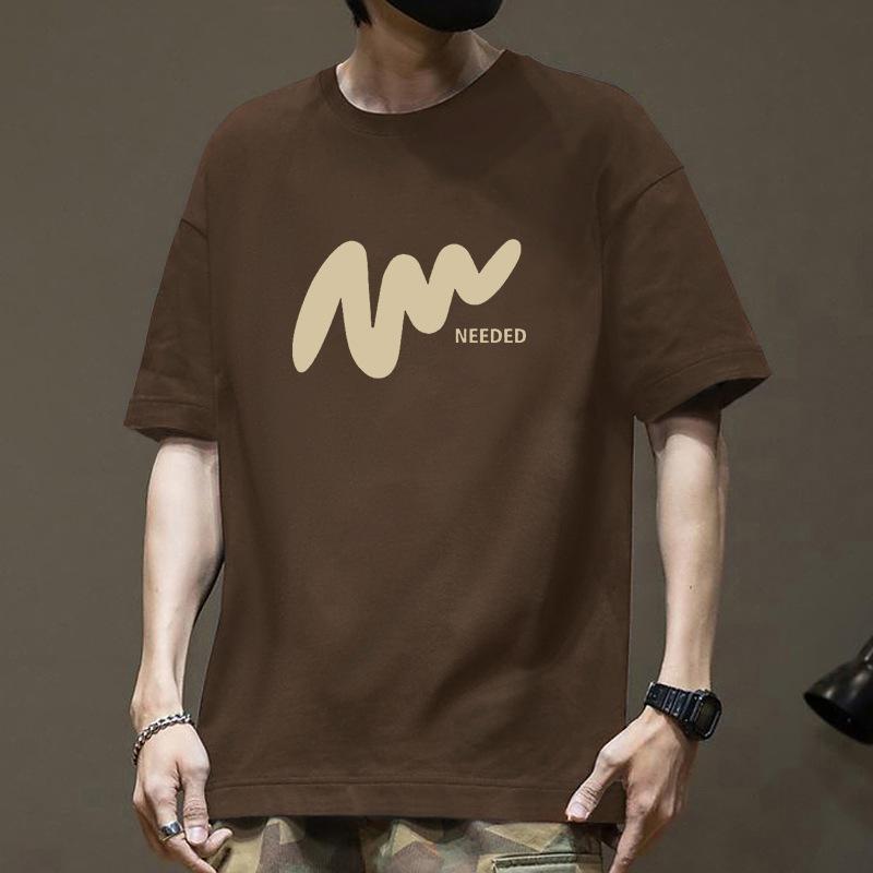 Cotton Short Sleeve T Shirt Print Black White Fashion All Match Breathable Summer Sport T-shirt Men Top