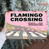 Funny Flamingo Crossing Metal Sign Farmhouse Wall Decor Indoor Outdoor Bar Garage Iron Plate