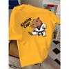 European Sizes Children Kabu Animal Karate T-Shirt - Cute Capybara Martial Arts Graphic Tee with "Kicking Capy" Text, Casual Summer Shirt for