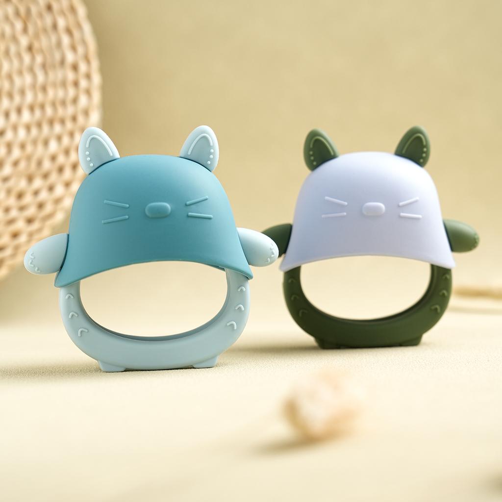 Color Kids 1PCS Cat Shape Silicone Glove Teether Removable Chewing Toy for Babies Toddlers Nursing Molar Sensory BPA Free