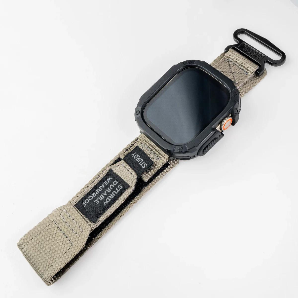

Нейлоновий ремінець+Чохол для Apple Watch Ultra Ремінець 42 46мм 49мм 44мм 41мм 45мм 40мм Тактичний спортивний браслет для Iwatch Серії 10 9 8 7 40mm 41mm
