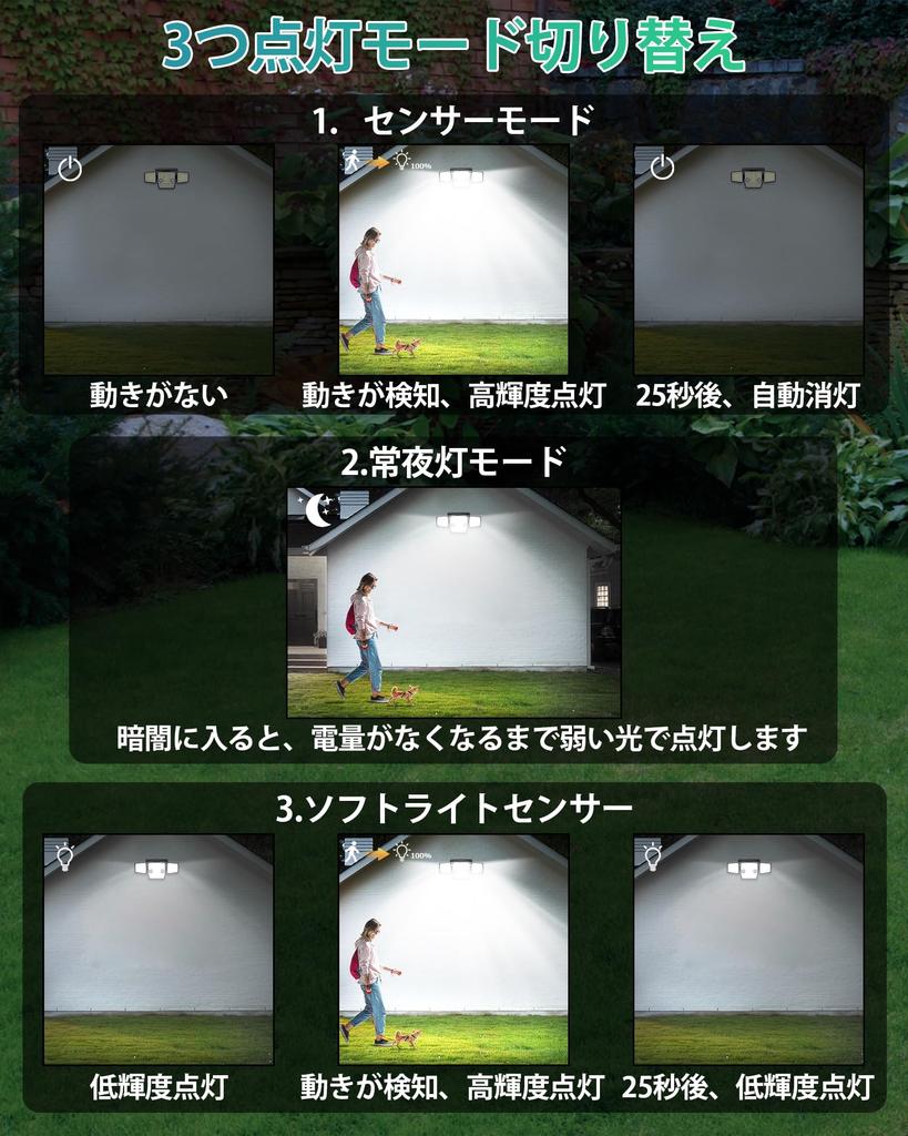 HAARAY Solar Outdoor Waterproof Sensor High 2500 Two Motion Sensitivity Automatic Security 3 Sensing IP65 Adjustable Solar LED Suitable for Parking