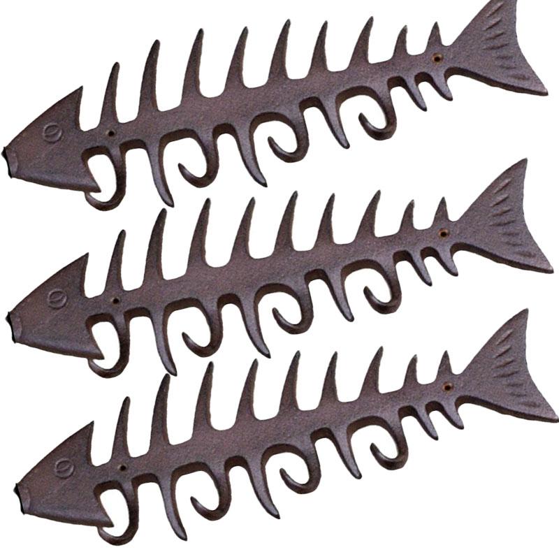 Scandinavian Cast Iron Fishbone Wall Hook Multi-Hook Organizer Nordic Home Decor Space-Saving Entryway Hanger