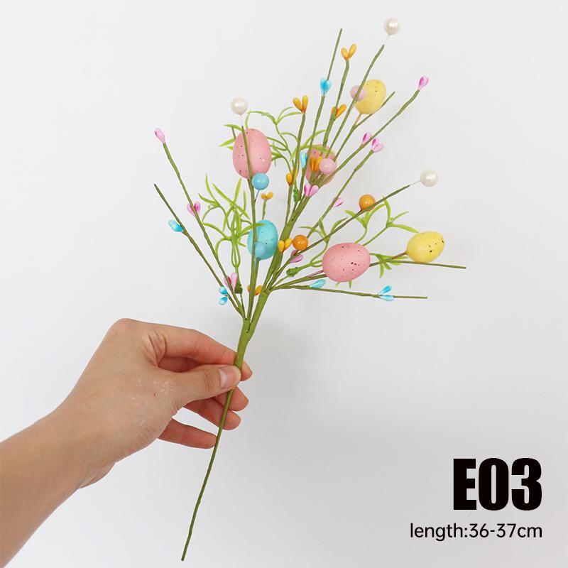 2025 Easter Decoration Artificial Egg Pearl Flower Branch Colorful Foam Eggs Branches DIY Bouquets for Easter Party Home Decors
