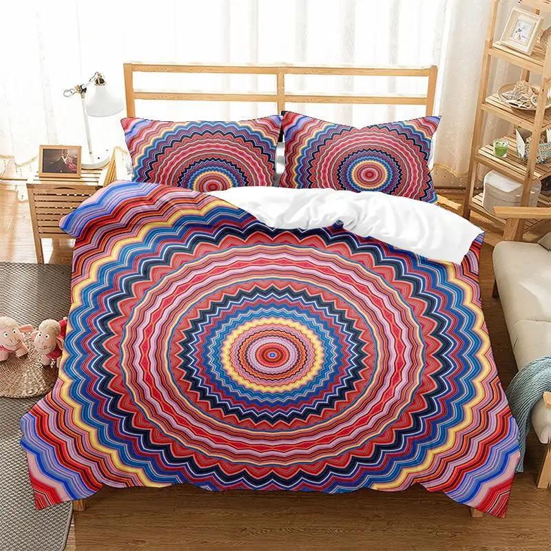 Boho Nordic Quilt Cover Set  Bedding Set For Mandala 3D Print Datura Flowers Modern King Size Comforter Cover With Pillowcases