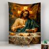 Jesus breaking bread spiritual art with halo Patterned tapestry for bedroom and living room home decor sofas