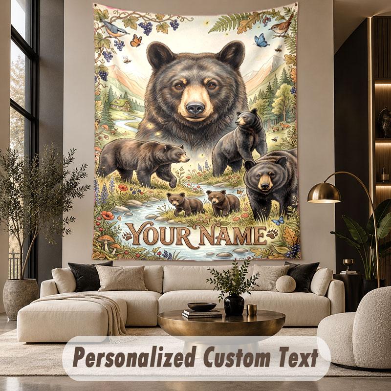 Teddy Bear (289) Theme Custom Tapestry Personalized Custom Name Text Wall Hanging Tapestry Home Decor Background Cloth