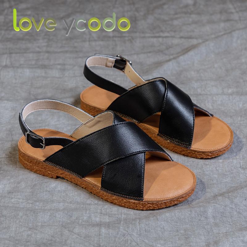 love ycodo Summer Leather Sandals for Women and Students Size 35-43