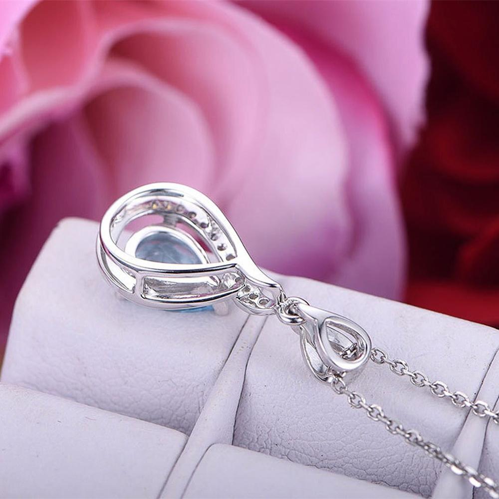 Graceful Engagement Party Pendant Necklaces for Women Water Drop CZ Stone High Quality Jewelry Female Statement Necklaces