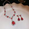 Luxus Perlen- & Diamant-Wassertropfen-Ohrring- & Halsketten-Set - Elegante High-End Damenmode