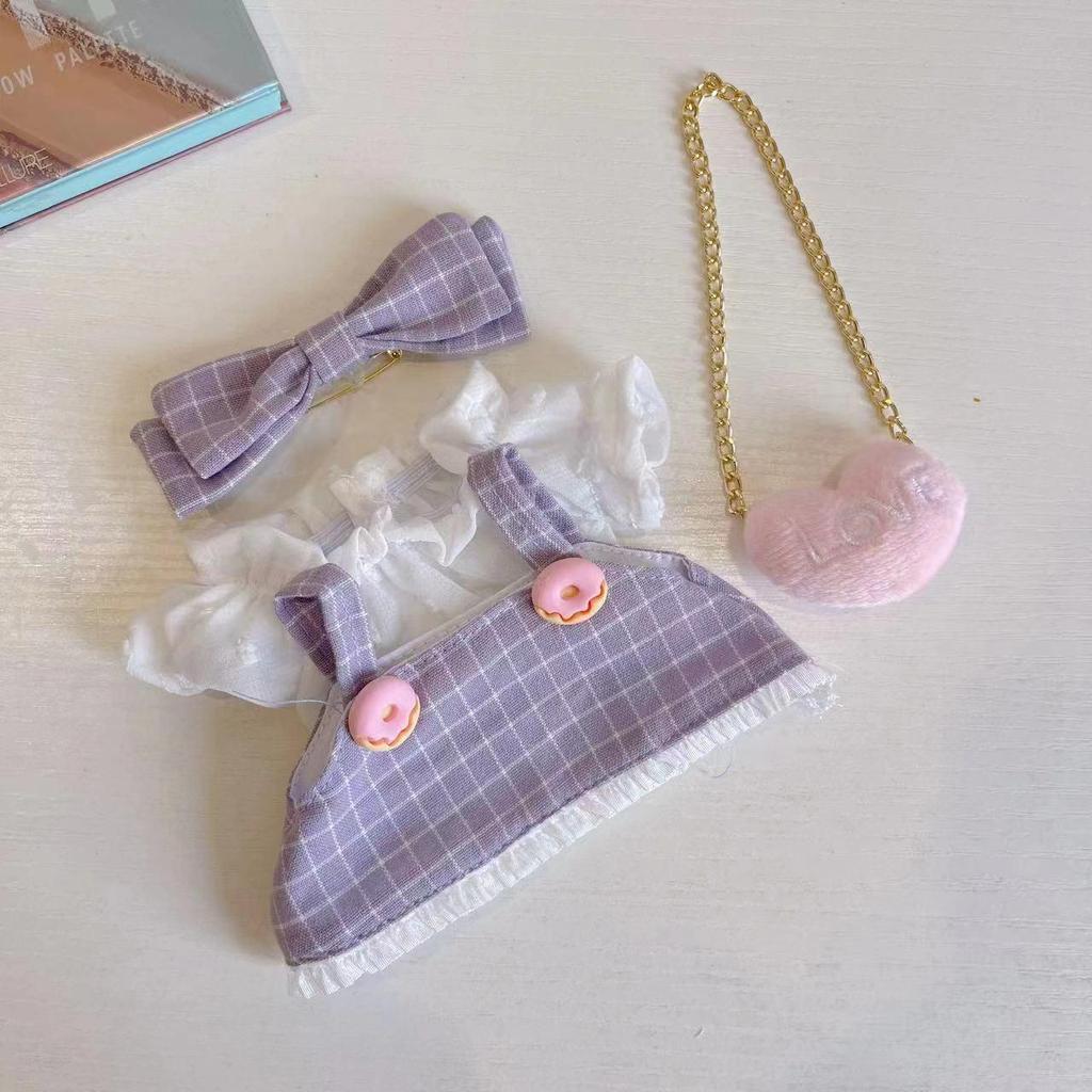 20CM Plush Doll Outfit: Panda Suit & Mary Knot Set