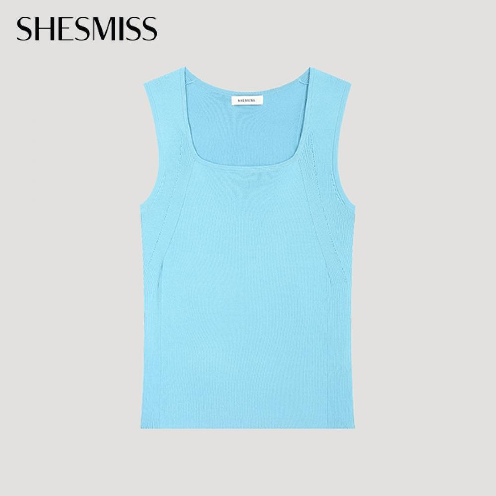 

She S miSS Ribbed Scoop Neck SleeveleSS Knit SSkpoo22030 Bl Blue/55