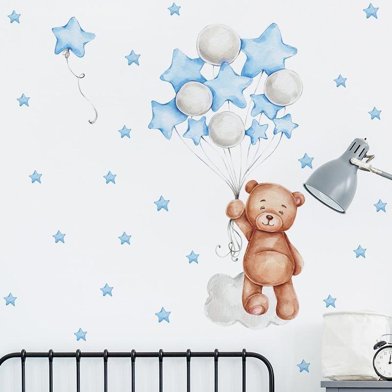 Cartoon Star Bear Moon Cloud Decoration Wall Decal Home Decoration Wall Decal Self Adhesive