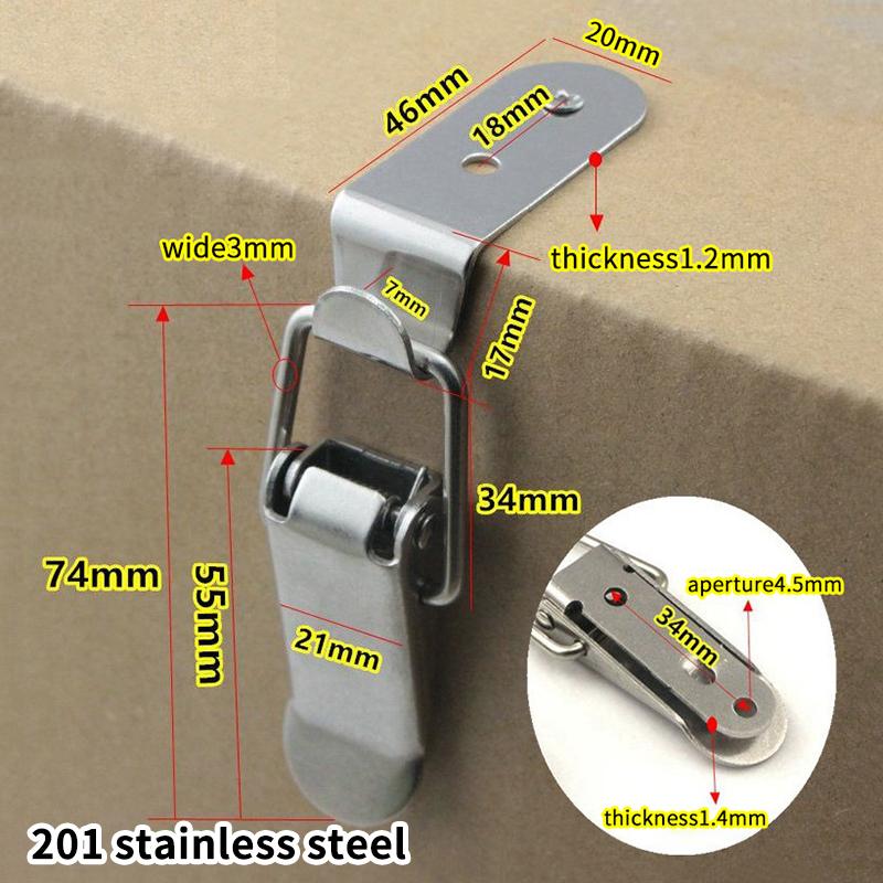 1 Set Cabinet Door Metal Clasps 90 Degree Box Closure Lock Duck-mouth Buckle Hook Spring Loaded Draw Toggle Hasps Clamp