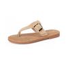 Wearing Round Head Resort Beach Casual Versatile Flip-flops French Temperament Pinch Foot Belt Buckle Flat Bottom Cool Slippers Women