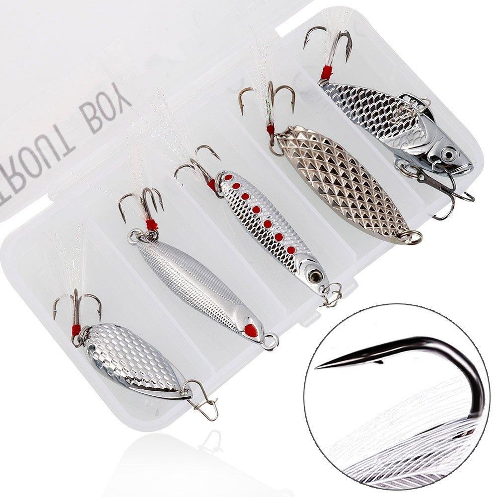

5шт спиннербейты для рыбалки на ложку с пластиковой коробкой Silver Kit