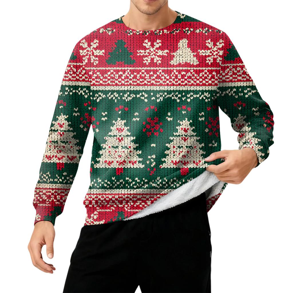 Pánská mikina s kulatým výstřihem, fleecovou podšívkou, silná a teplá