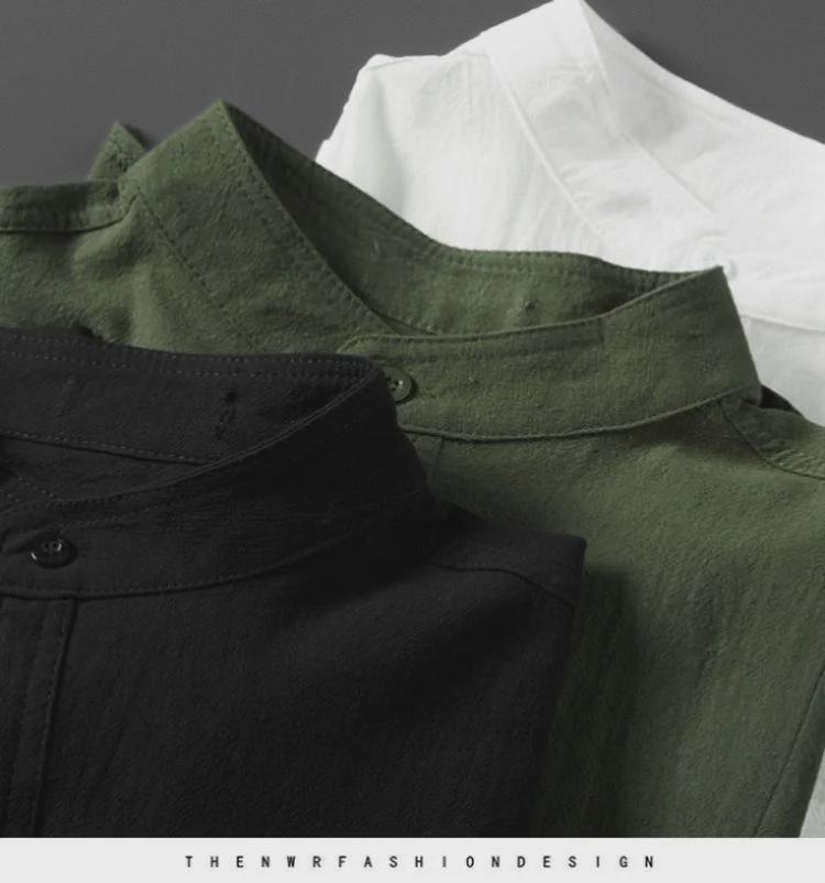 Men's Summer Three-Quarter Sleeve Linen Shirt - Loose Fit, Chinese Style, Cotton Blend Casual Top