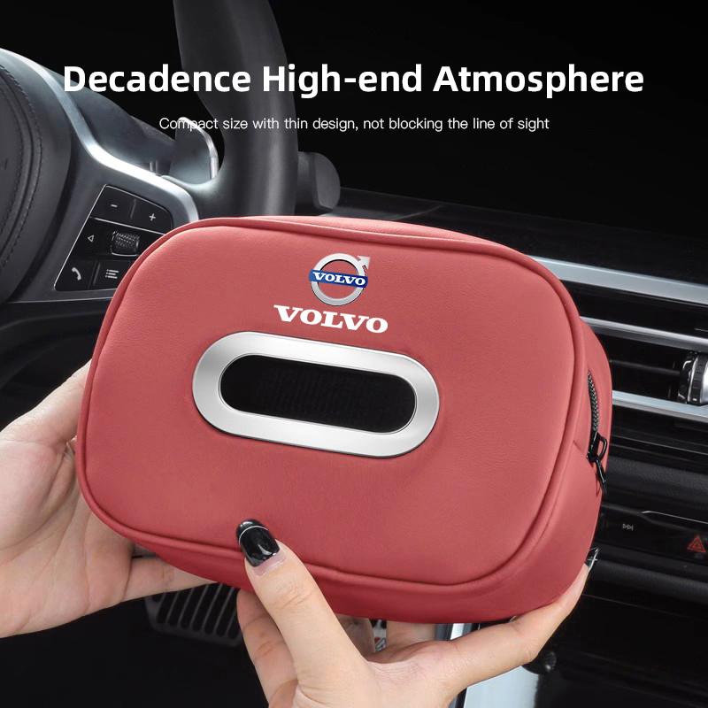 dhprs3 Advanced Leather Car Interior Tissue Box Kleenex Storage Bag Accessories For Volvo XC90 V90 V60 XC60 V40 EC40 EX40 S80 S60 S90