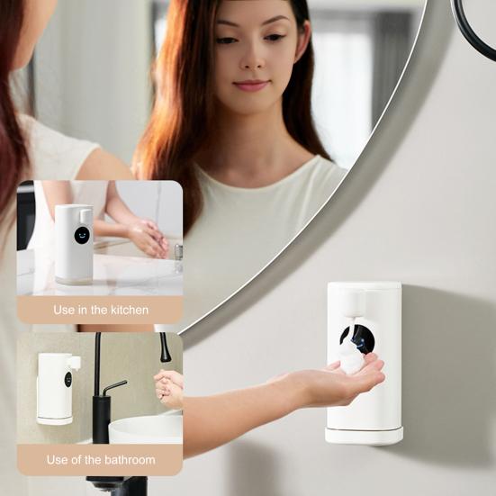 Automatic Foaming Soap Dispenser 350ml Rechargeable Soap Dispenser with 20-Second LED Timer Touchless Smart Hand Soap Dispenser