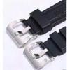 Panerai Silicone Rubber Watch Strap Replacement with Steel Buckle for Black Watch Band
