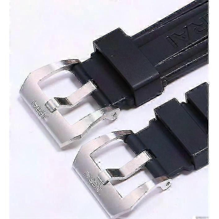 Panerai Silicone Rubber Watch Strap Replacement with Steel Buckle for Black Watch Band