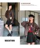 American Retro Casual PU Leather Drawstring Jacket - Autumn 2024, Small Size, Loose Fit, Age-Reducing Design