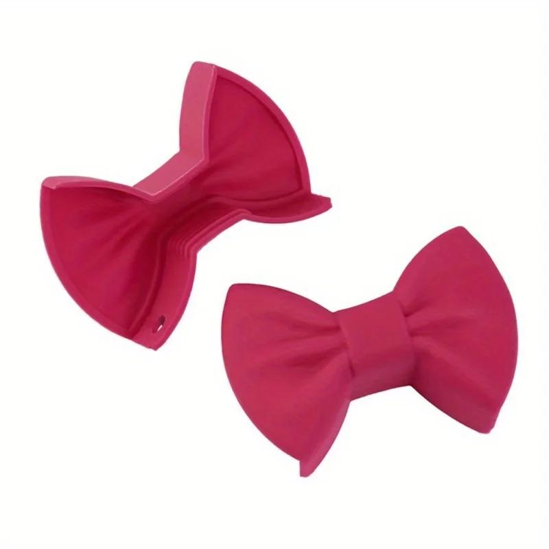 2pcs Silicone Kitchen Pot Clip Anti Scald Non-slip Handle Cover Creative Cooking Oven Glove Pot Clip Kitchen Gadgets Bowknot