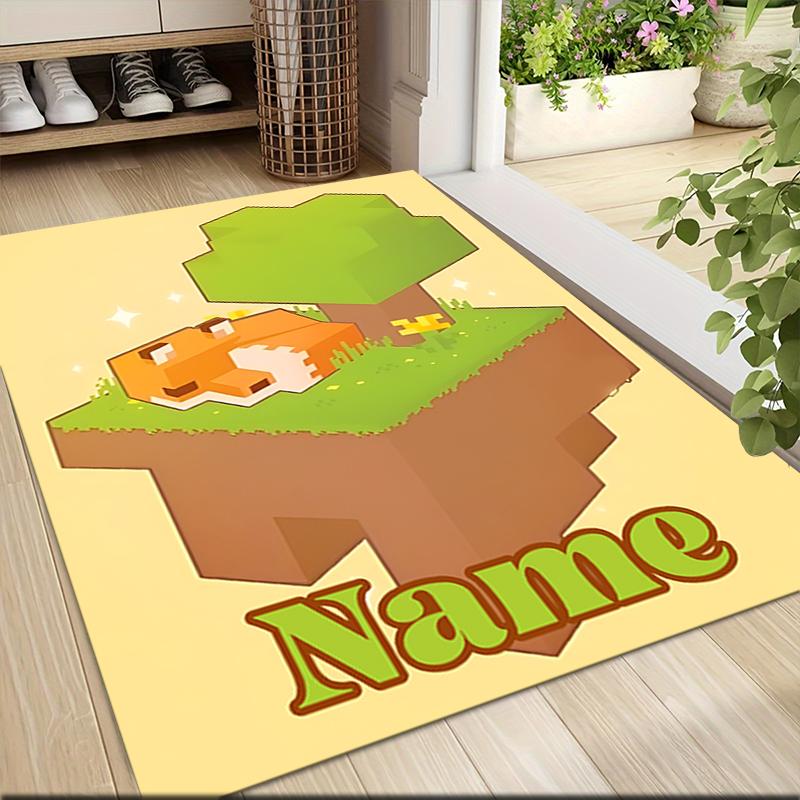 Custom Name Minecraft Adventure Quest Carpet Rug Customizable Soft Washable Anti-Slip Home Living Room Sofa Mats Personalized Rug. 0909408