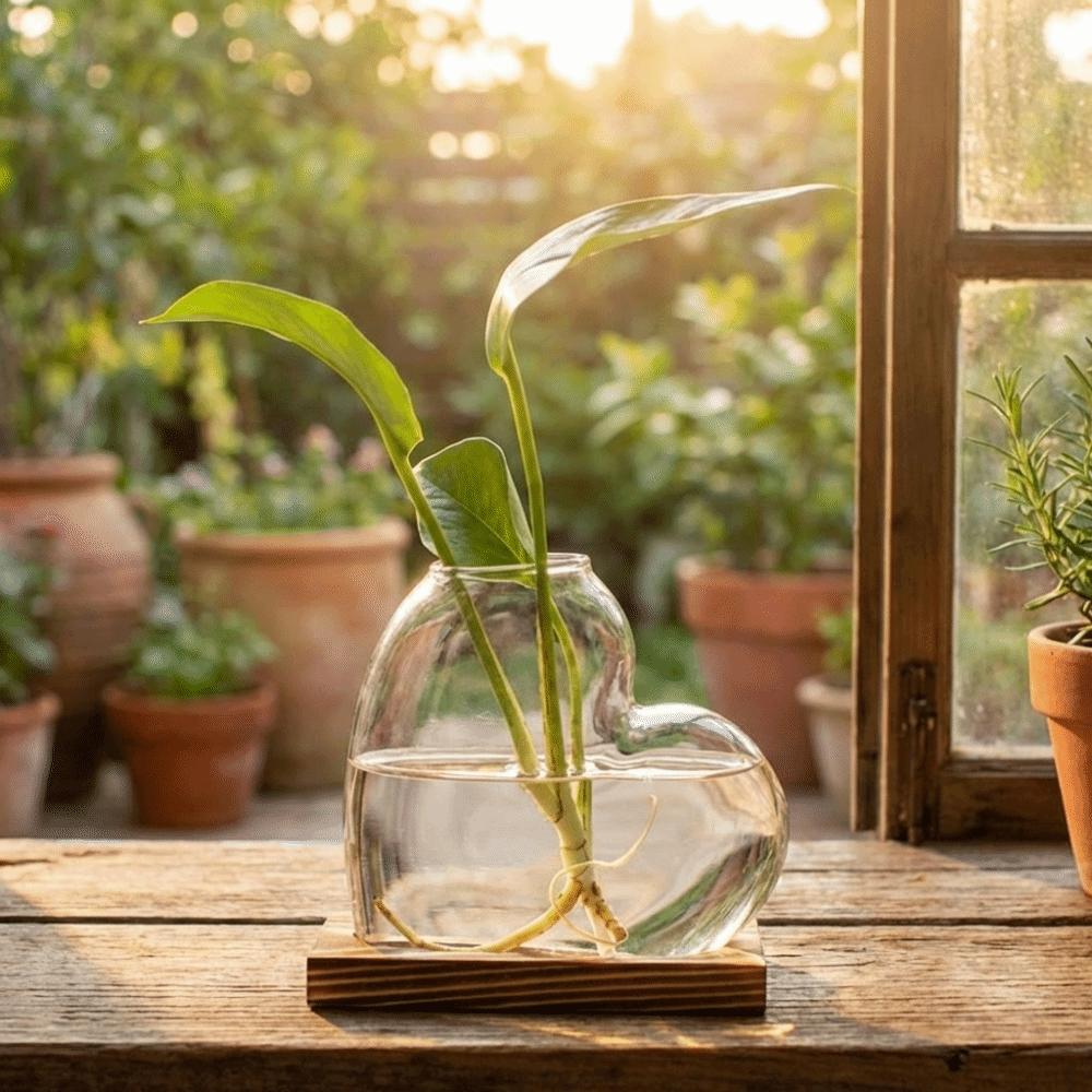Transparente herzförmige Vase Dekorative Tischvasen für Pflanzen Pflanzenvermehrungsstation Büro