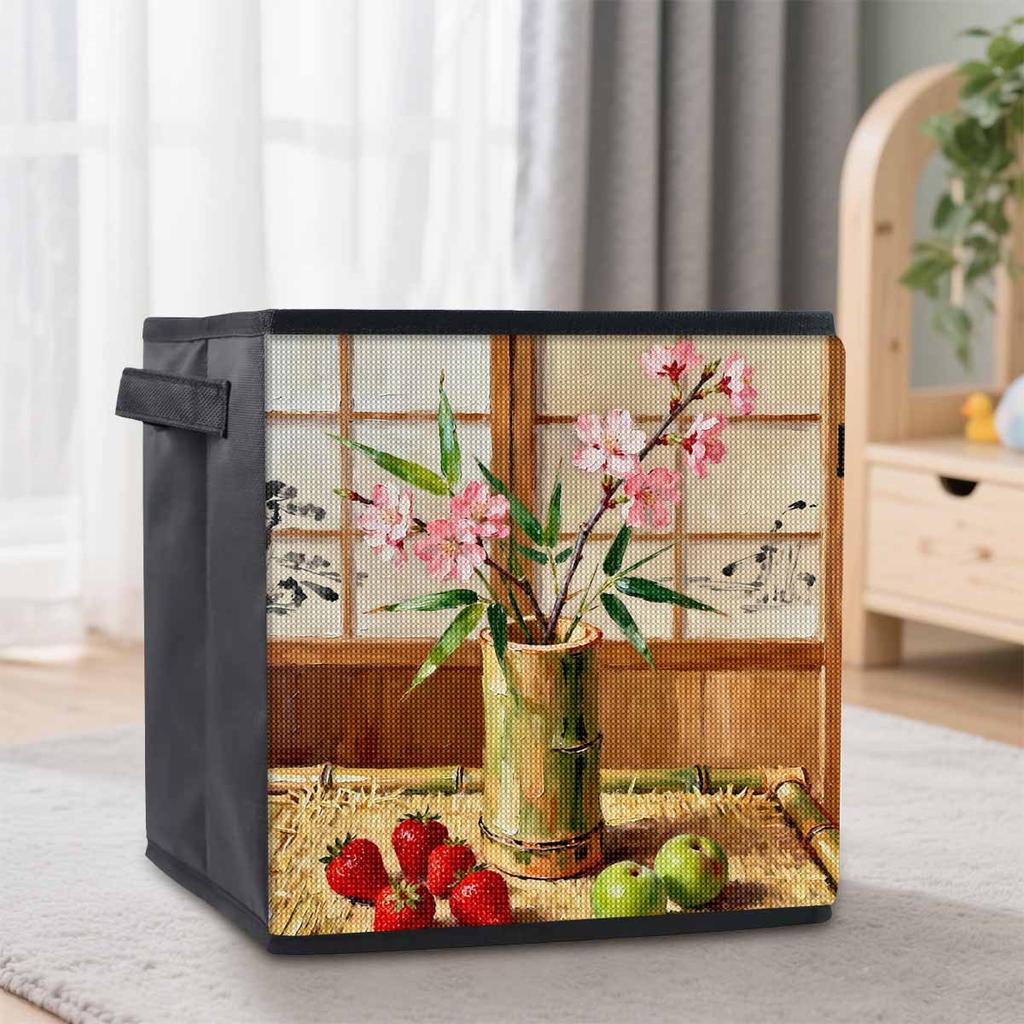 Flowers In A Bamboo Tube 5D Diamond Painting Storage Basket Full Round Drill Mosaic Diamond Embroidery Cross Stitch Kits Home Decor Home Decor