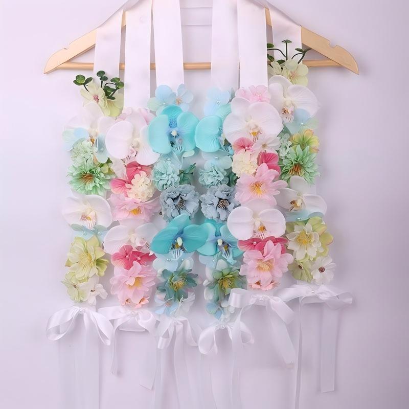 Adjustable Student Graduation Sash Handmade Satin Flower Shawl for Graduation Party Photo Shooting Gift
